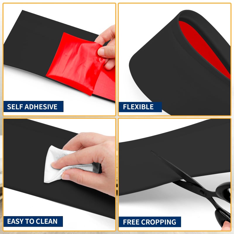 Heonay Flexible Baseboard Molding Trim  4 Inch Self-Adhesive Vinyl Wall Base  Peel and Stick Cove Base  Rubber Wall Base  Baseboard Moulding Trim (40Ft  Black) - Image 3